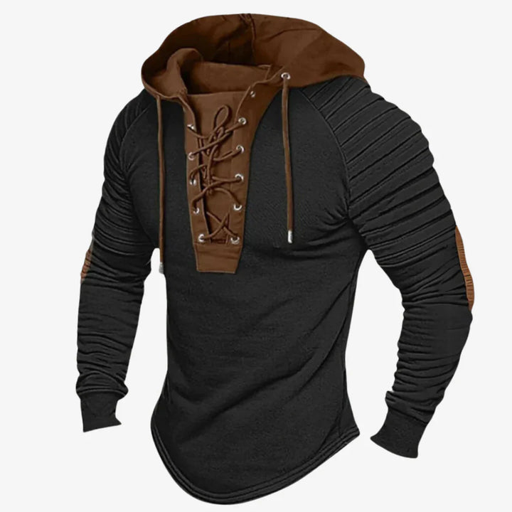 Herrenpullover mit Schnürung und komfortabler Kapuze
