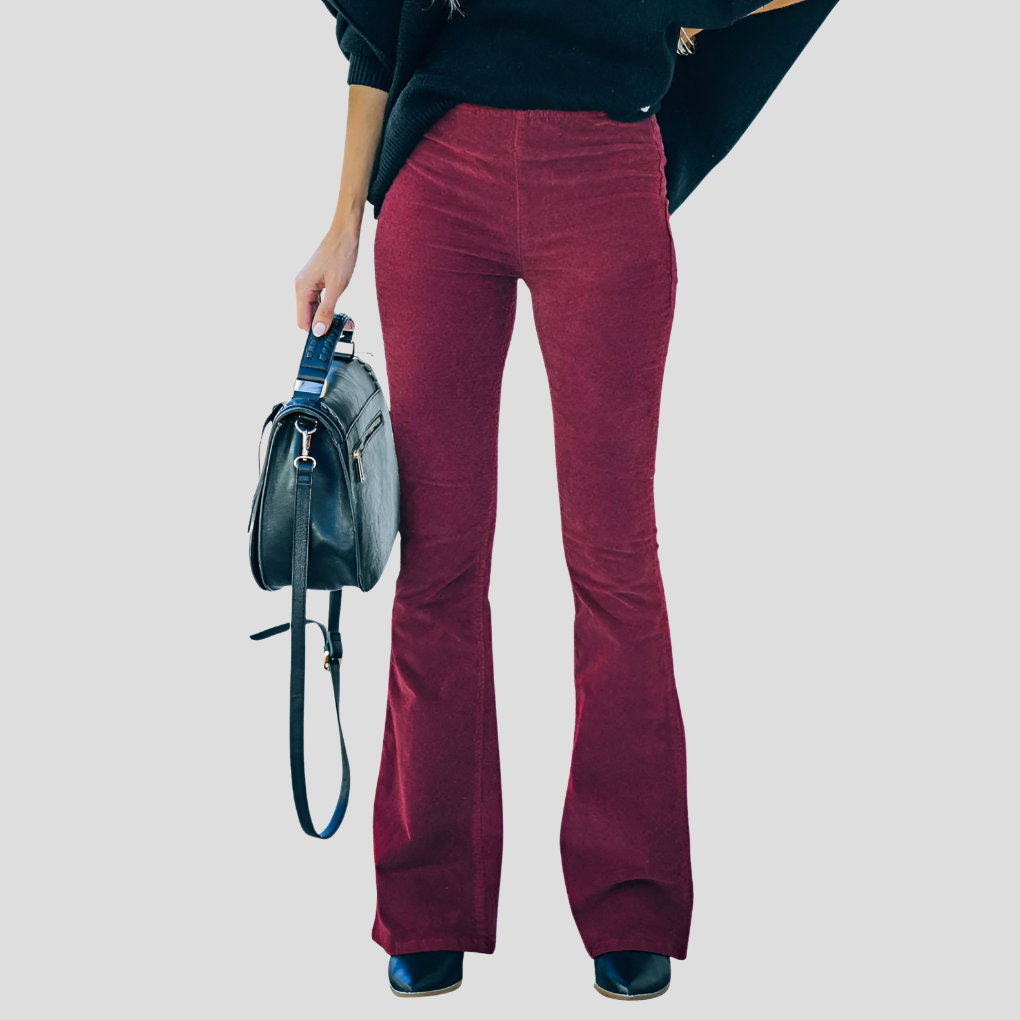 Women's pants with high waist in vintage corduroy