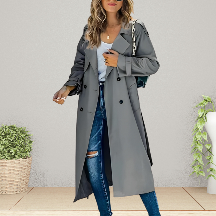Kvinners Trench Coat Mid-Season Jakke