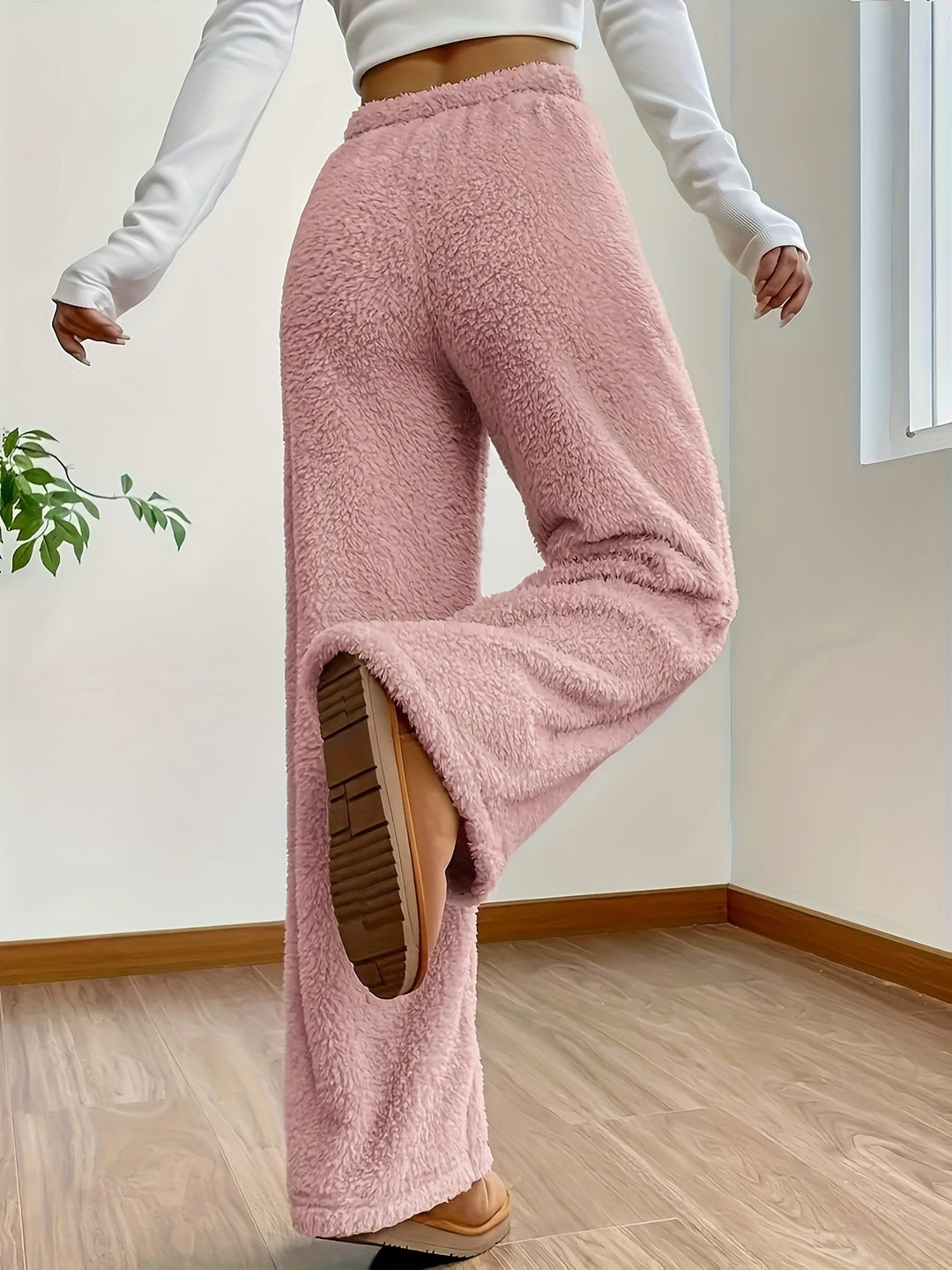 Myk loungebukse i teddy-sherpa for dame – Noémie