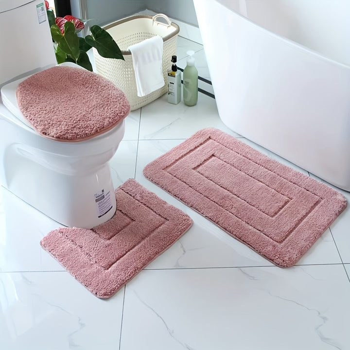 Sett med 3 Baderomsmatter i Ultrafin Fiber – Rask Tørking og Absorberende