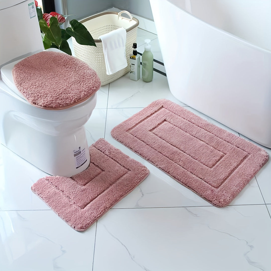 Sett med 3 Baderomsmatter i Ultrafin Fiber – Rask Tørking og Absorberende