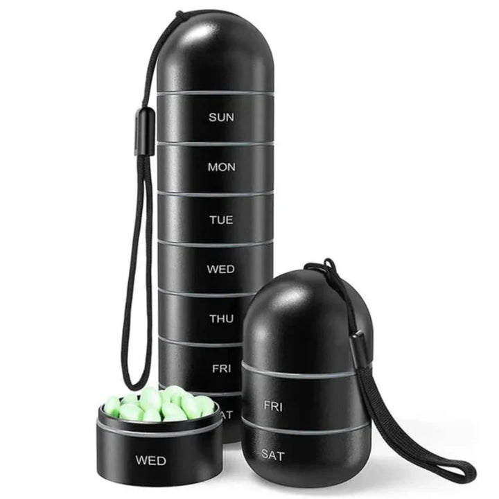 Aluminium 7 Dager Bærbar Pille Organisator