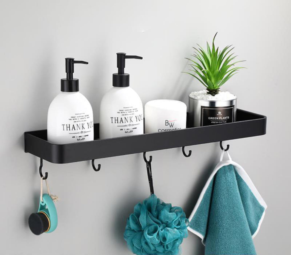 Svart vegghylle i romaluminium