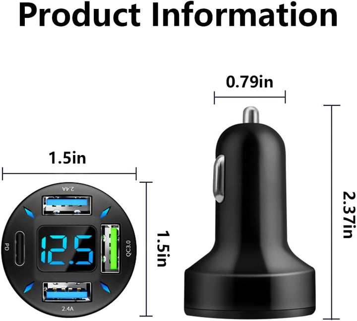 66W billader superhurtiglading med USB PD & QC 3.0 – Universal for sigarettenner 12–24V