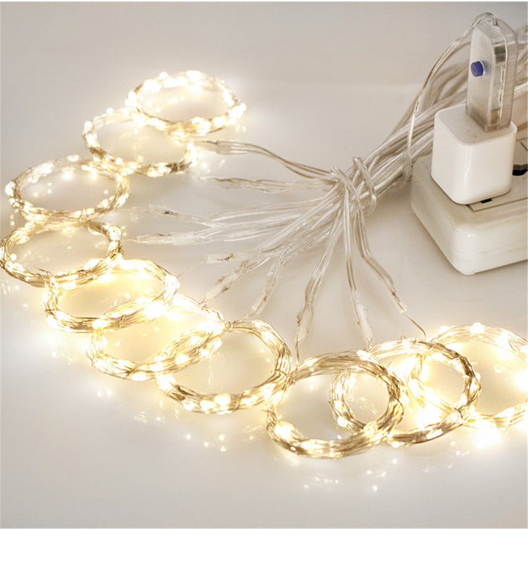 LED-lysgardin med USB og fjernkontroll