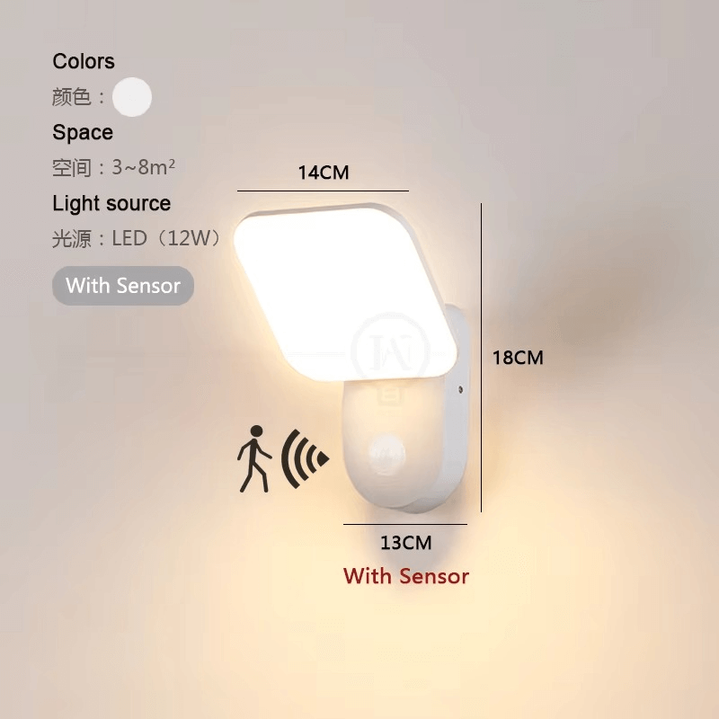 Smart LED-vegglampe med bevegelsessensor