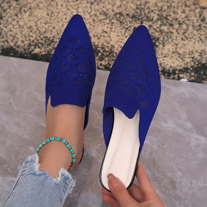 Knitted flat mules for women
