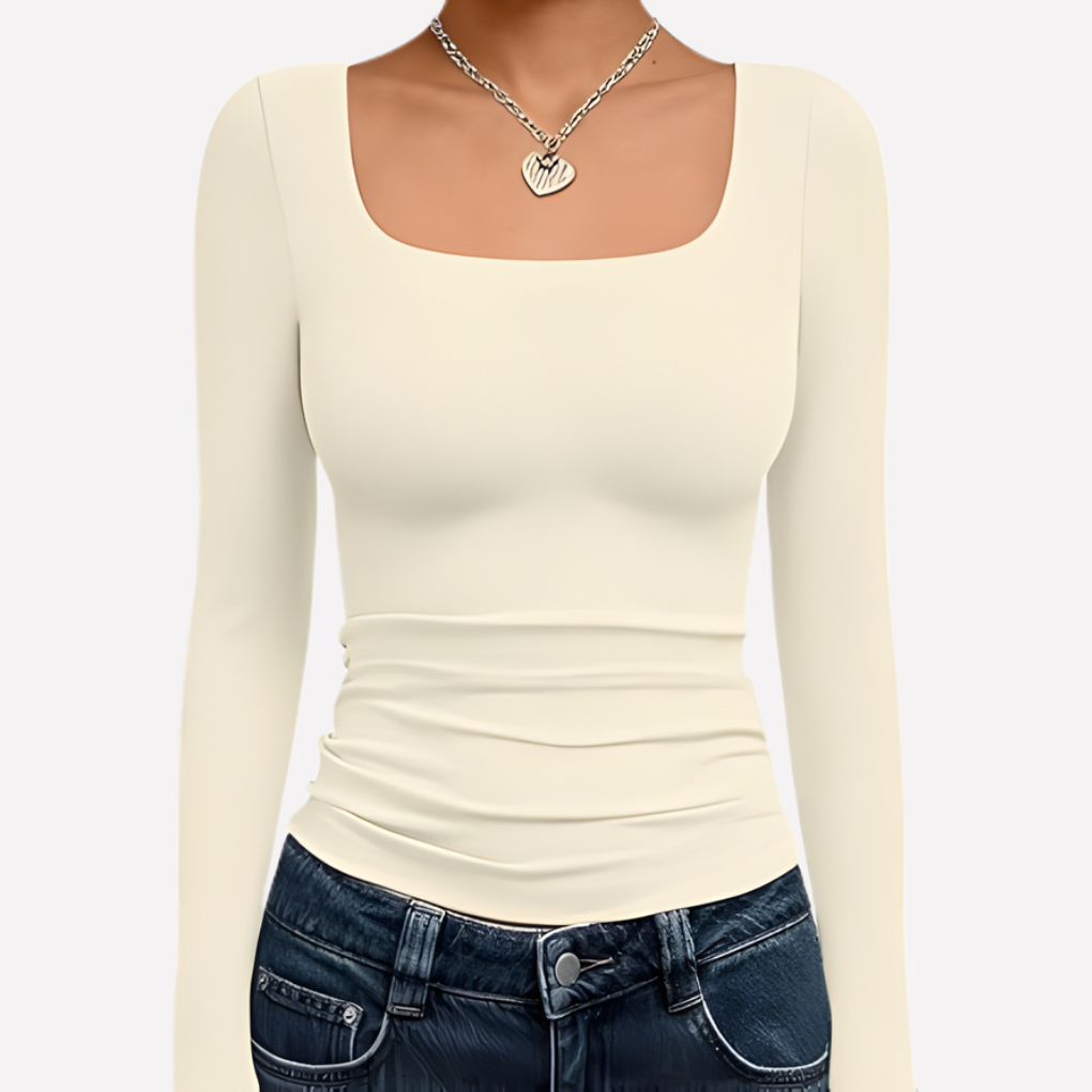 Kvinners Firkantet Hals Langermet Crop Top