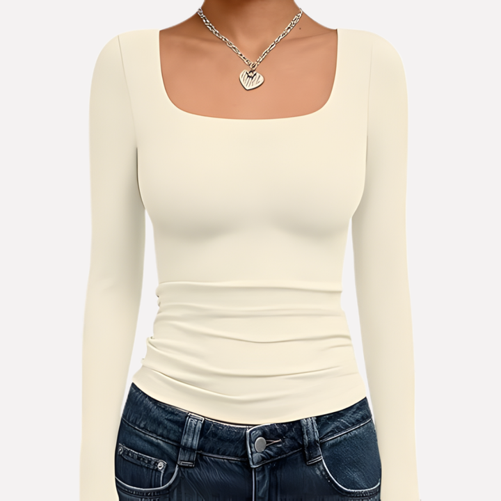 Kvinners Firkantet Hals Langermet Crop Top