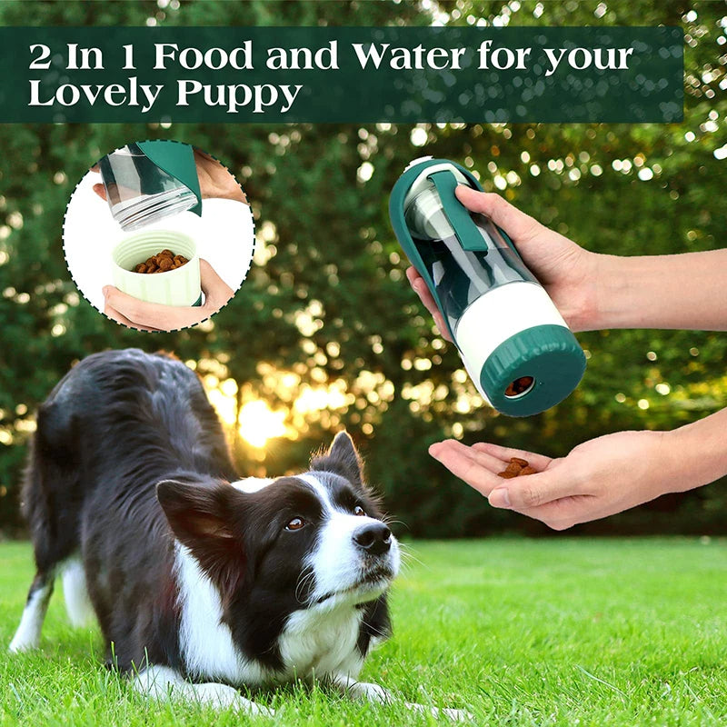 Tragbare Wasser- und Futterflasche für Hunde mit 2-in-1-Design