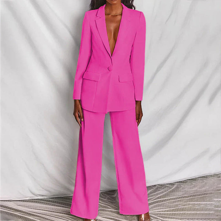 Elegant Blazer og Bukse Sett for Kvinner