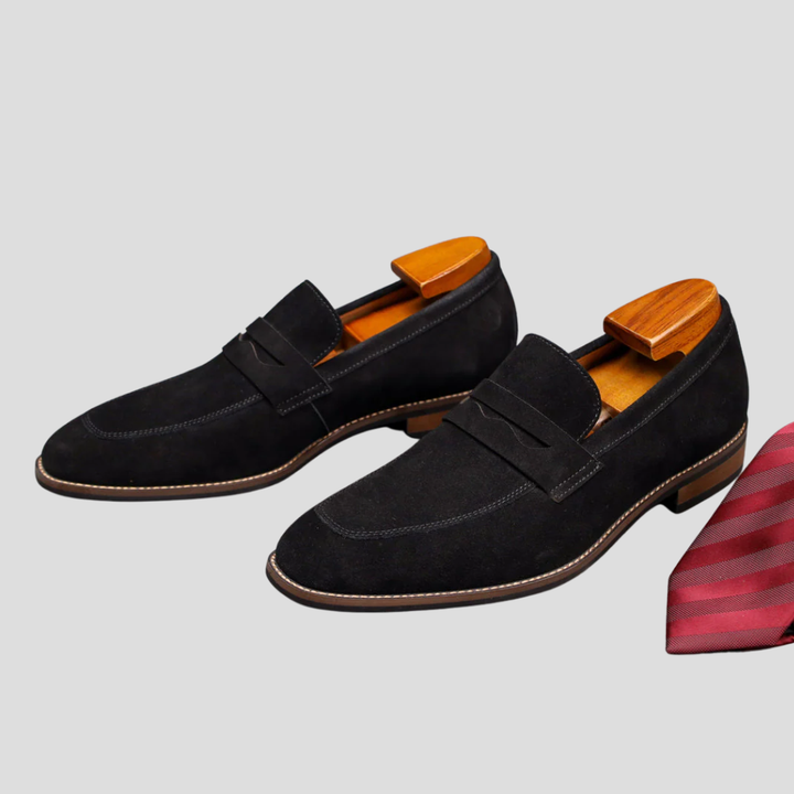 Herre loafers i semsket skinn