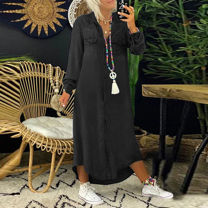 Long-sleeved denim dress for effortless everyday style