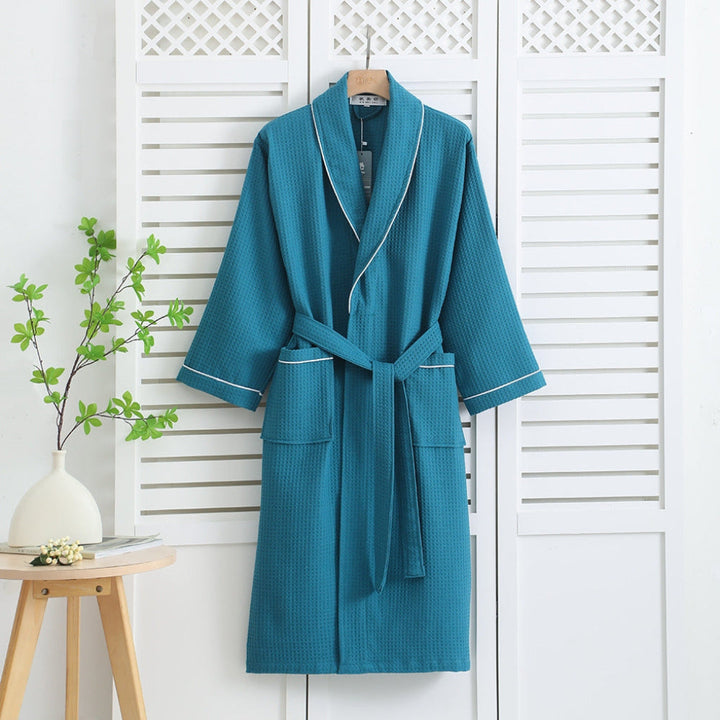 Light kimono in 100% cotton with waffle pattern
