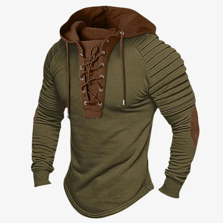 Herrenpullover mit Schnürung und komfortabler Kapuze