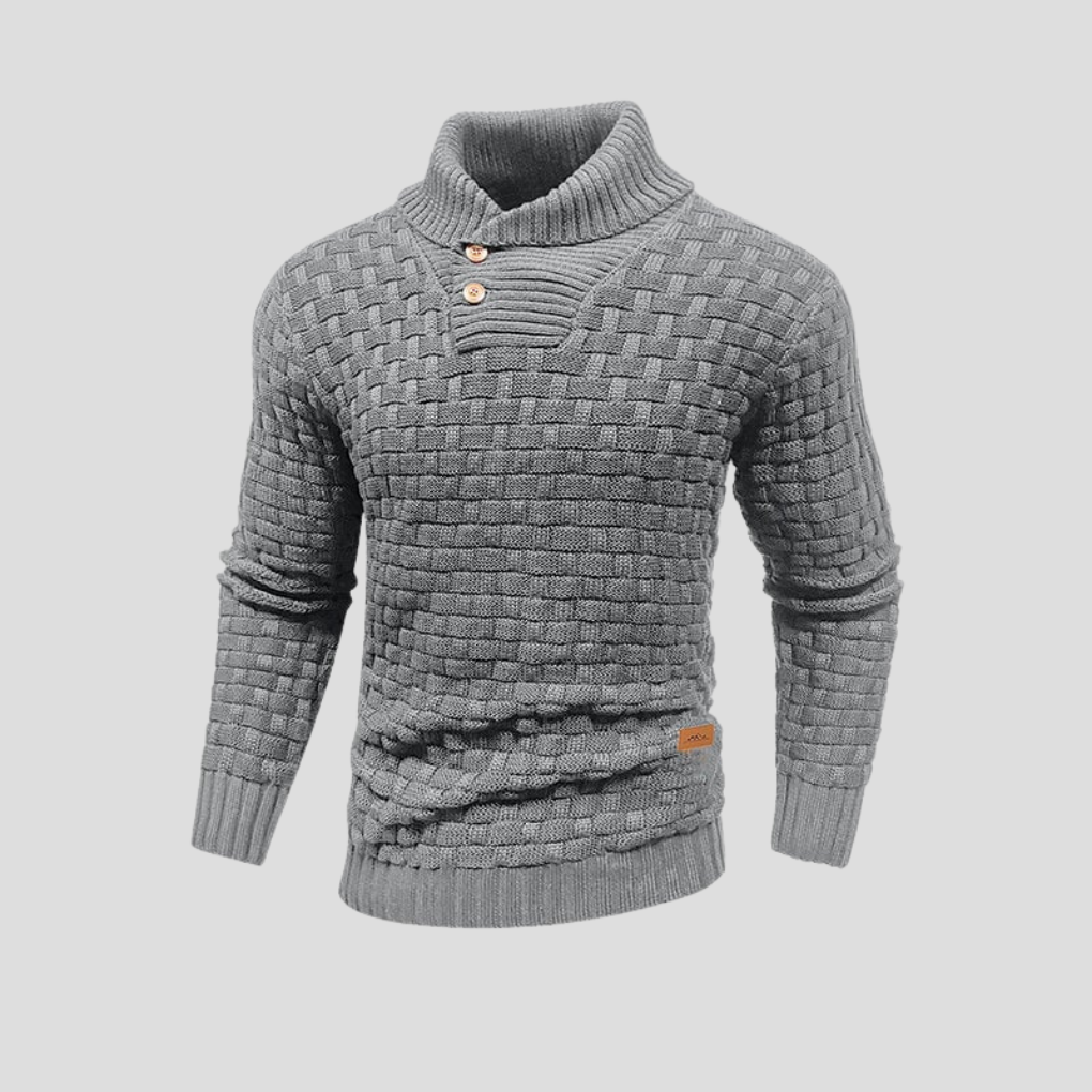 Half-collar sweater with buttons for men