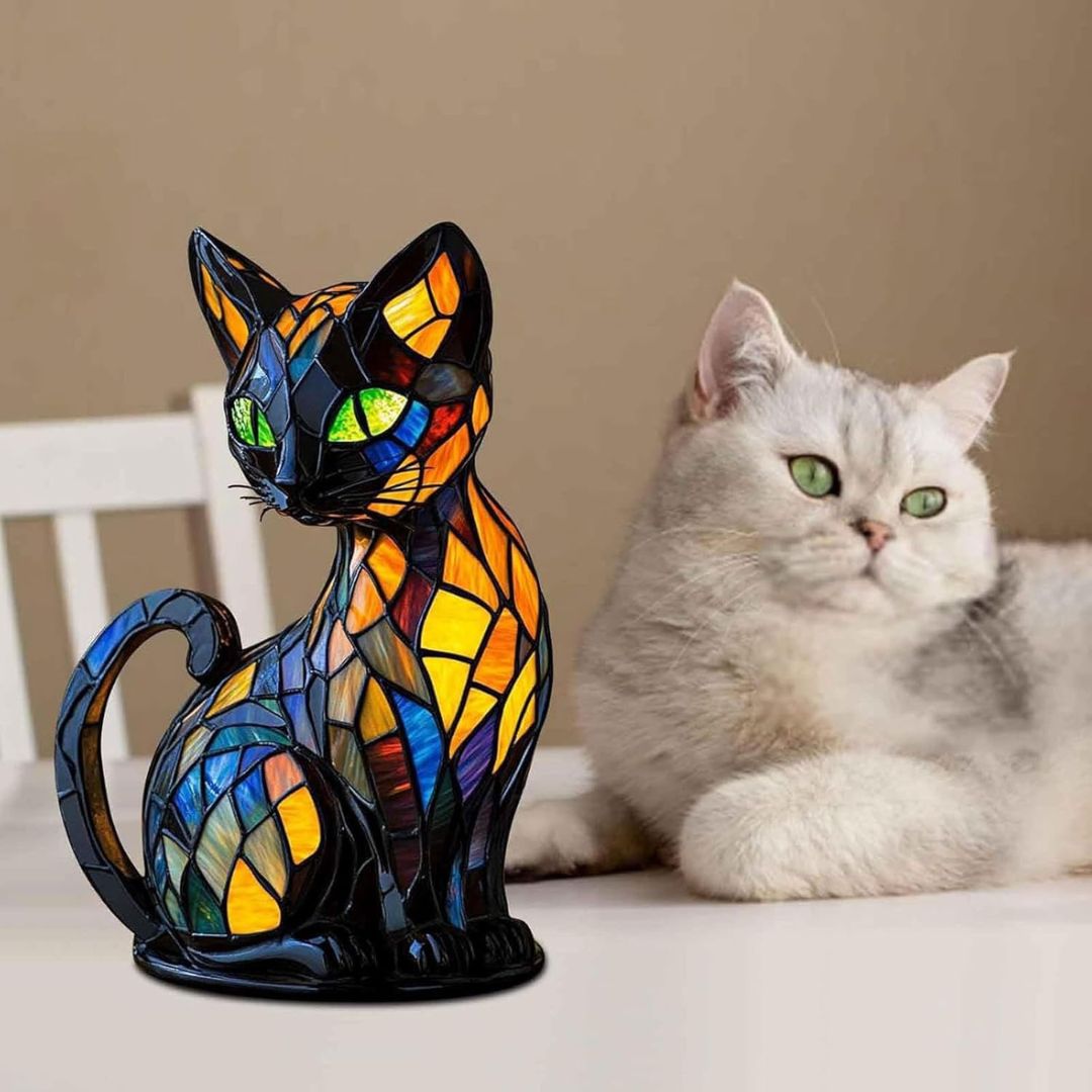 Kattelampe med mosaikk og varmt lys