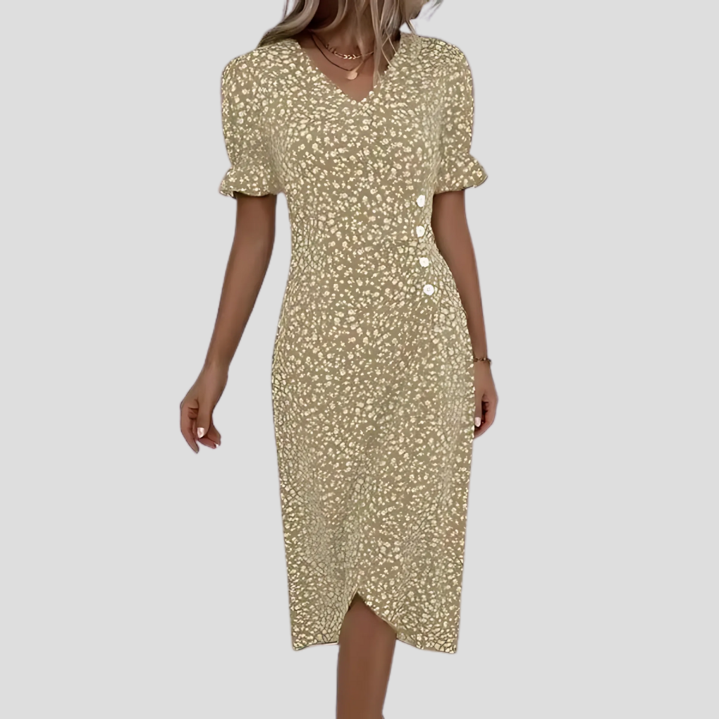 Elegant blomster-midikjole for kvinner