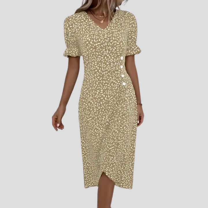 Elegant blomster-midikjole for kvinner