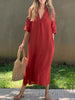 Airy Maxi Dress with V-neck and Pockets