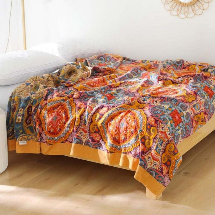 Bohemisches wendbares Teppich mit Sonnenaufgangsmotiv