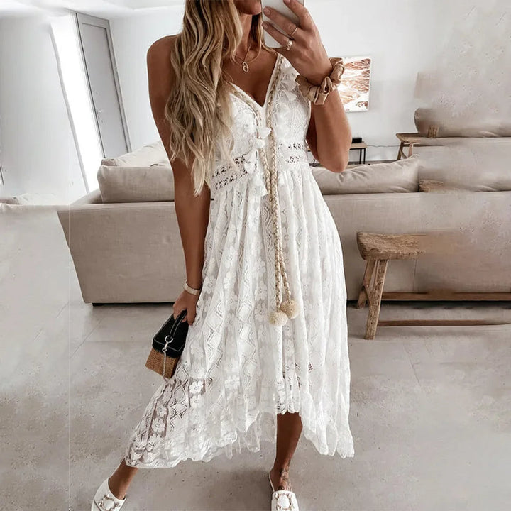 Bohemian blonde dress with tassels