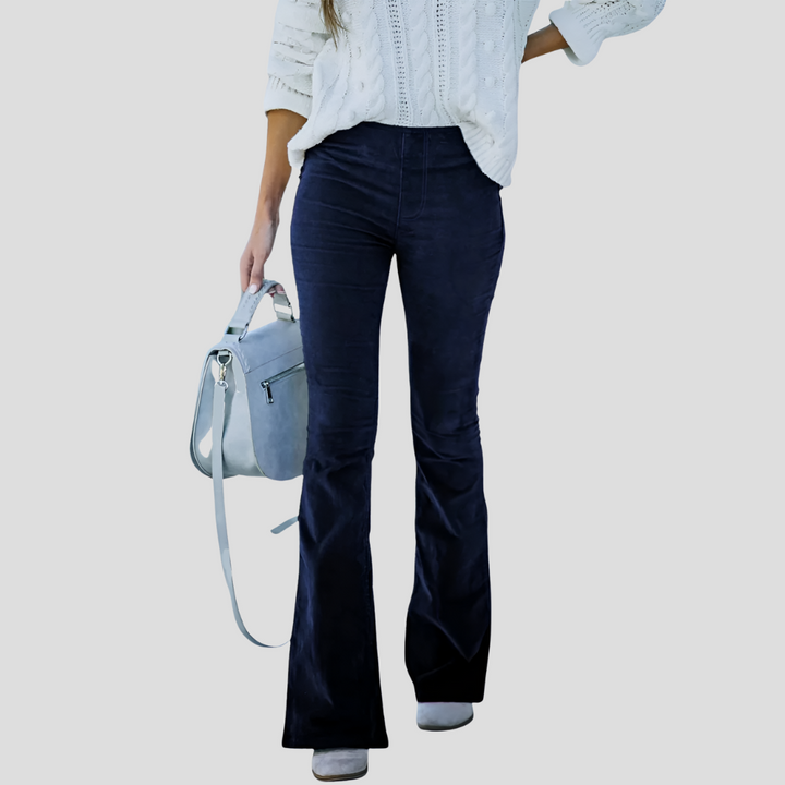 Women's pants with high waist in vintage corduroy