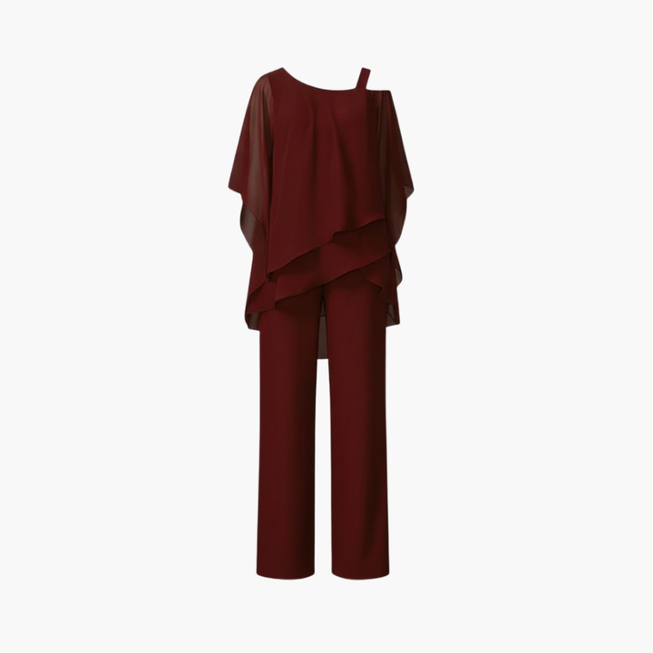 Kvinners jumpsuit med kald skulder og brede bukser