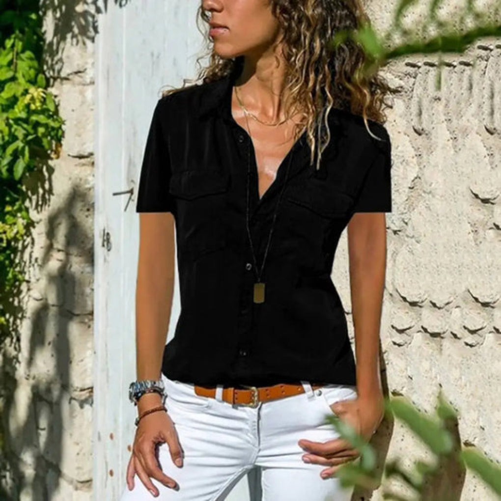 Elegant Kortermet Bluse for Kvinner