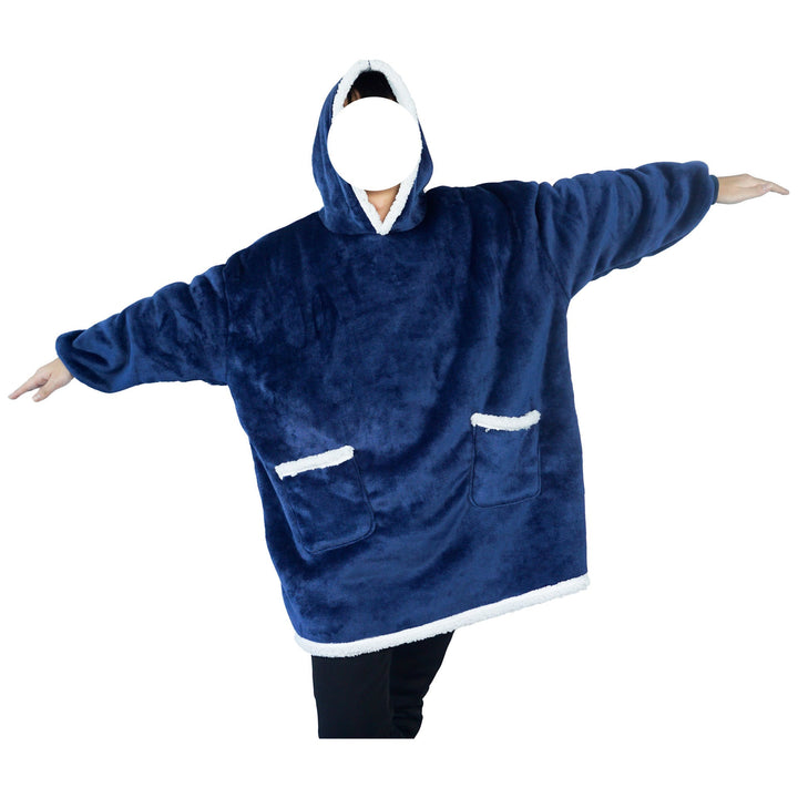 Teppehettegenser i flanell med hette og lomme – one size