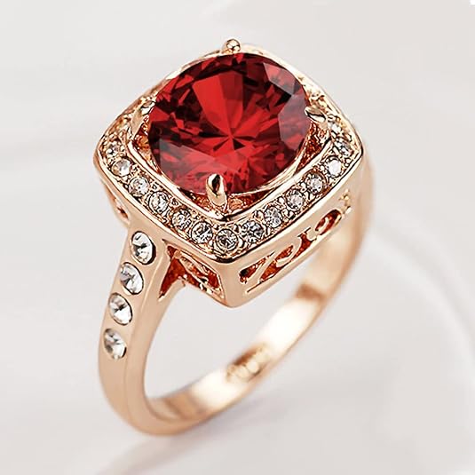 Elegant ring i roségull med zirkoniahalo