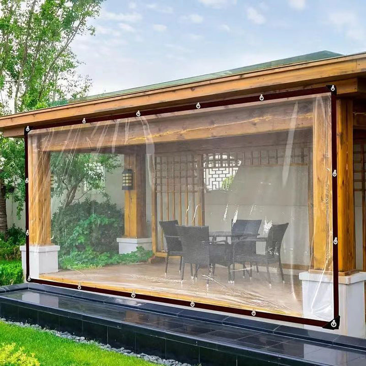 Gjennomsiktig, værbestandig presenning til hage, terrasse og uteområder
