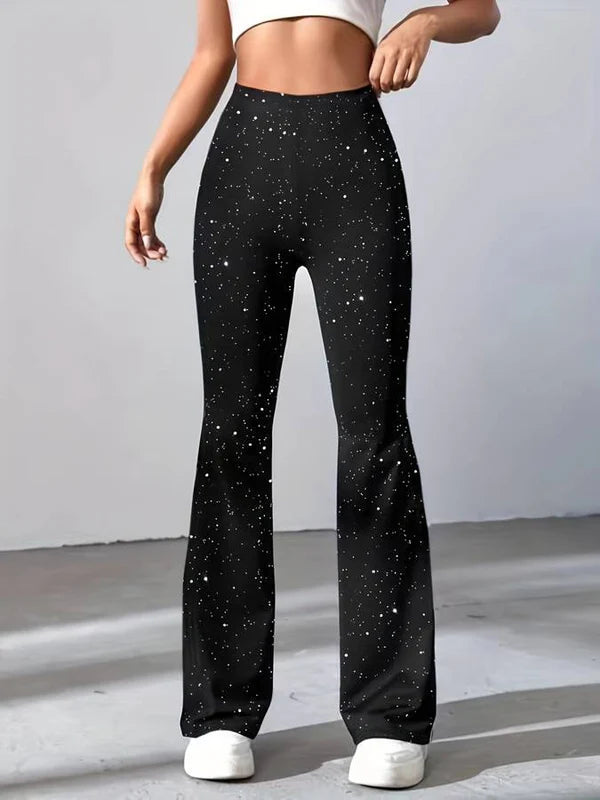 Flared Pants in Glitter Fabric