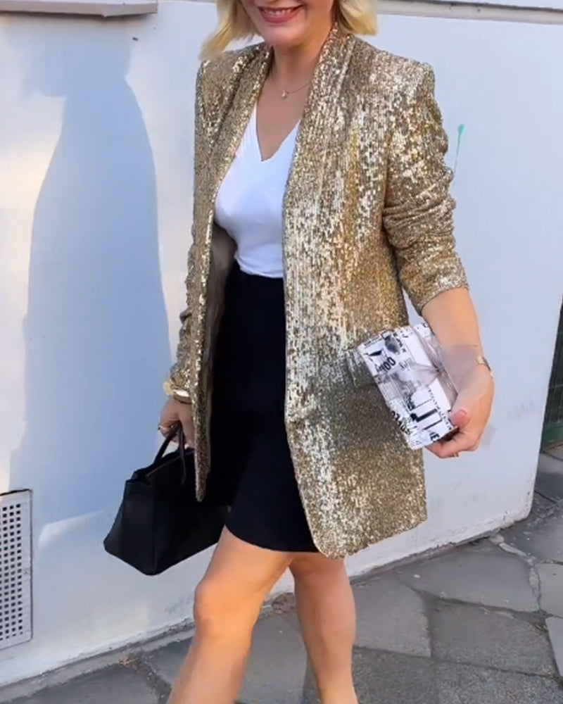 Gullfarget glitterjakke med paljetter - Rosamund