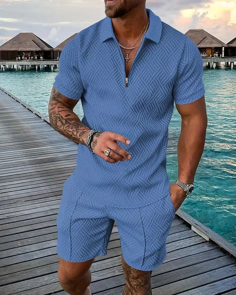 Casual Zipper Collar Sommer Treningsdrakt Outfit