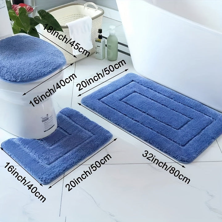 Sett med 3 Baderomsmatter i Ultrafin Fiber – Rask Tørking og Absorberende
