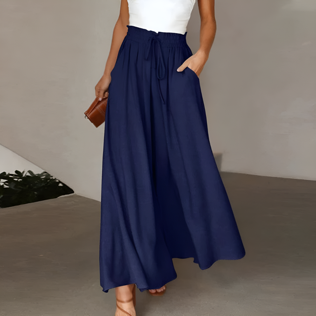 Informal summer skirt-pants with elastic waist