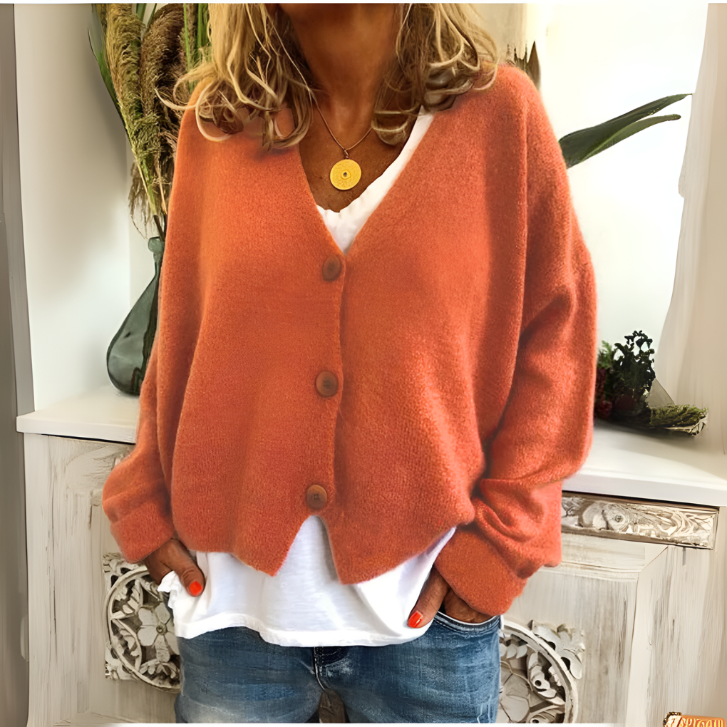 Soft knitted cardigan with relaxed fit for women