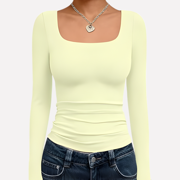 Kvinners Firkantet Hals Langermet Crop Top