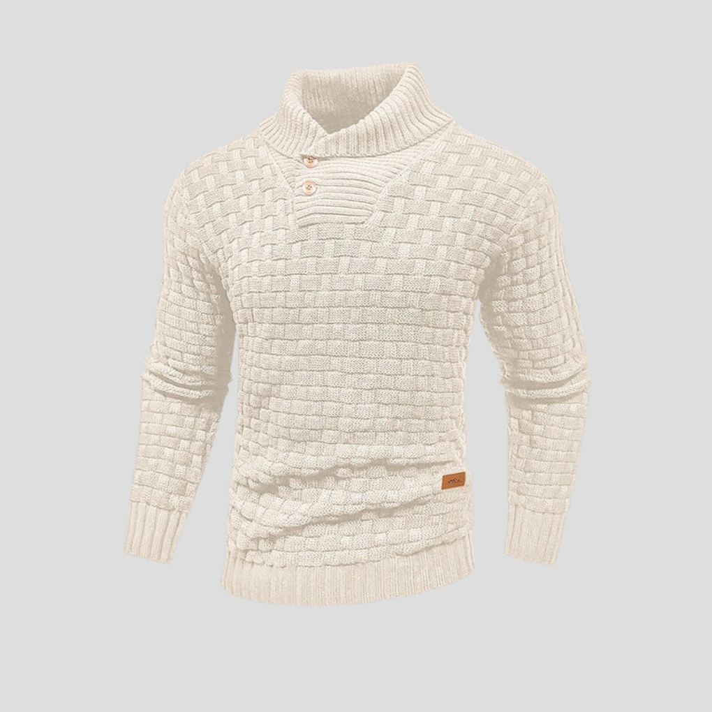 Half-collar sweater with buttons for men