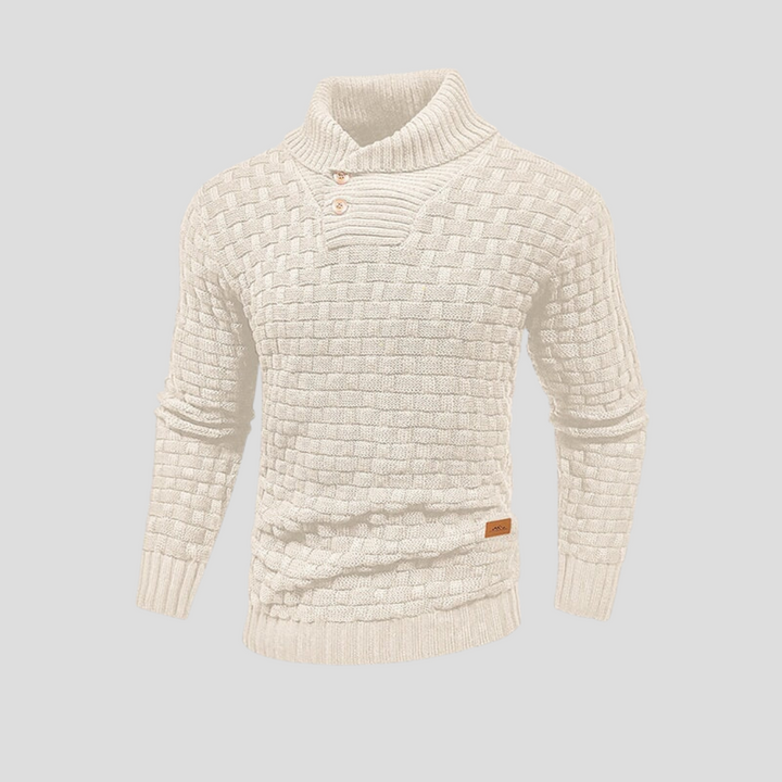 Half-collar sweater with buttons for men