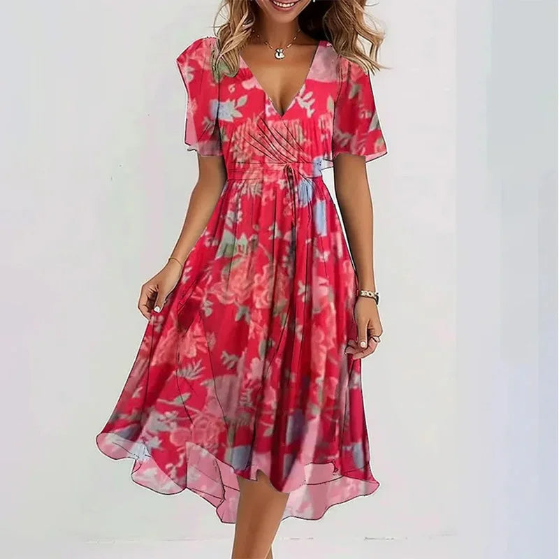 Flowy Floral Sommerkjole (Kne-Lengde)