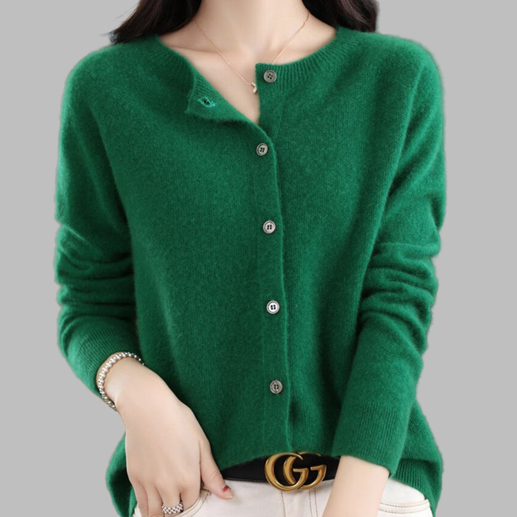 Women's cardigan with O-neck