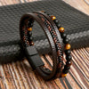 Bracelet in leather and stone beads for men