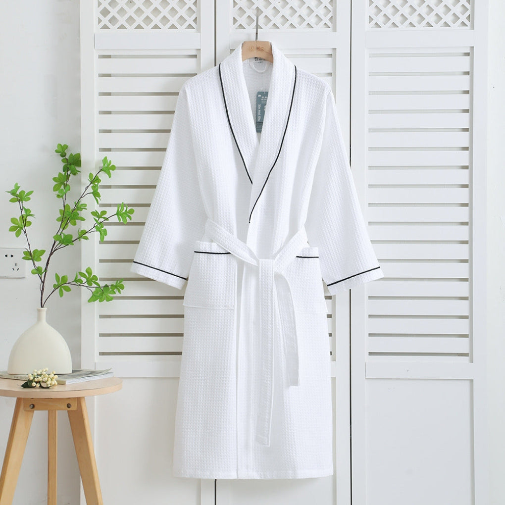 Light kimono in 100% cotton with waffle pattern