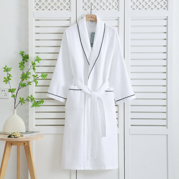Light kimono in 100% cotton with waffle pattern