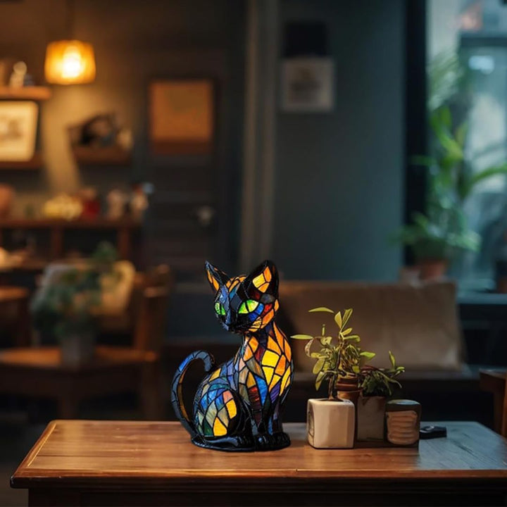 Kattelampe med mosaikk og varmt lys