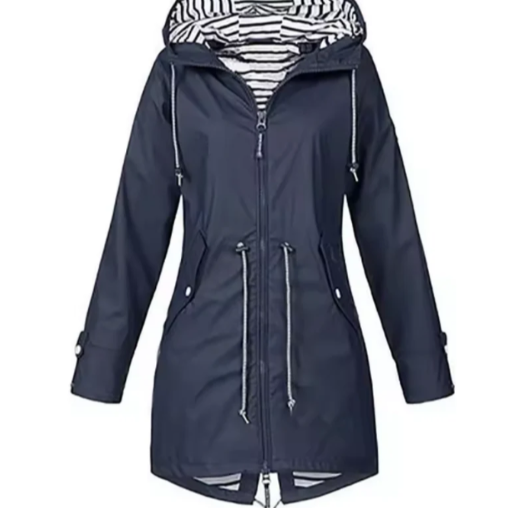 Waterproof jacket with hood for women