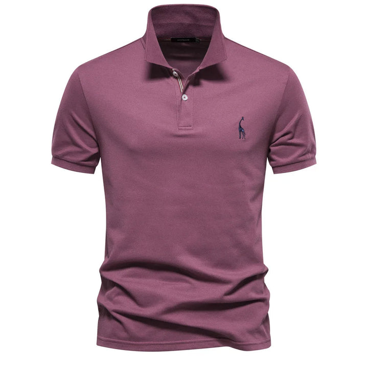 Luxurious cotton polo with deer embroidery